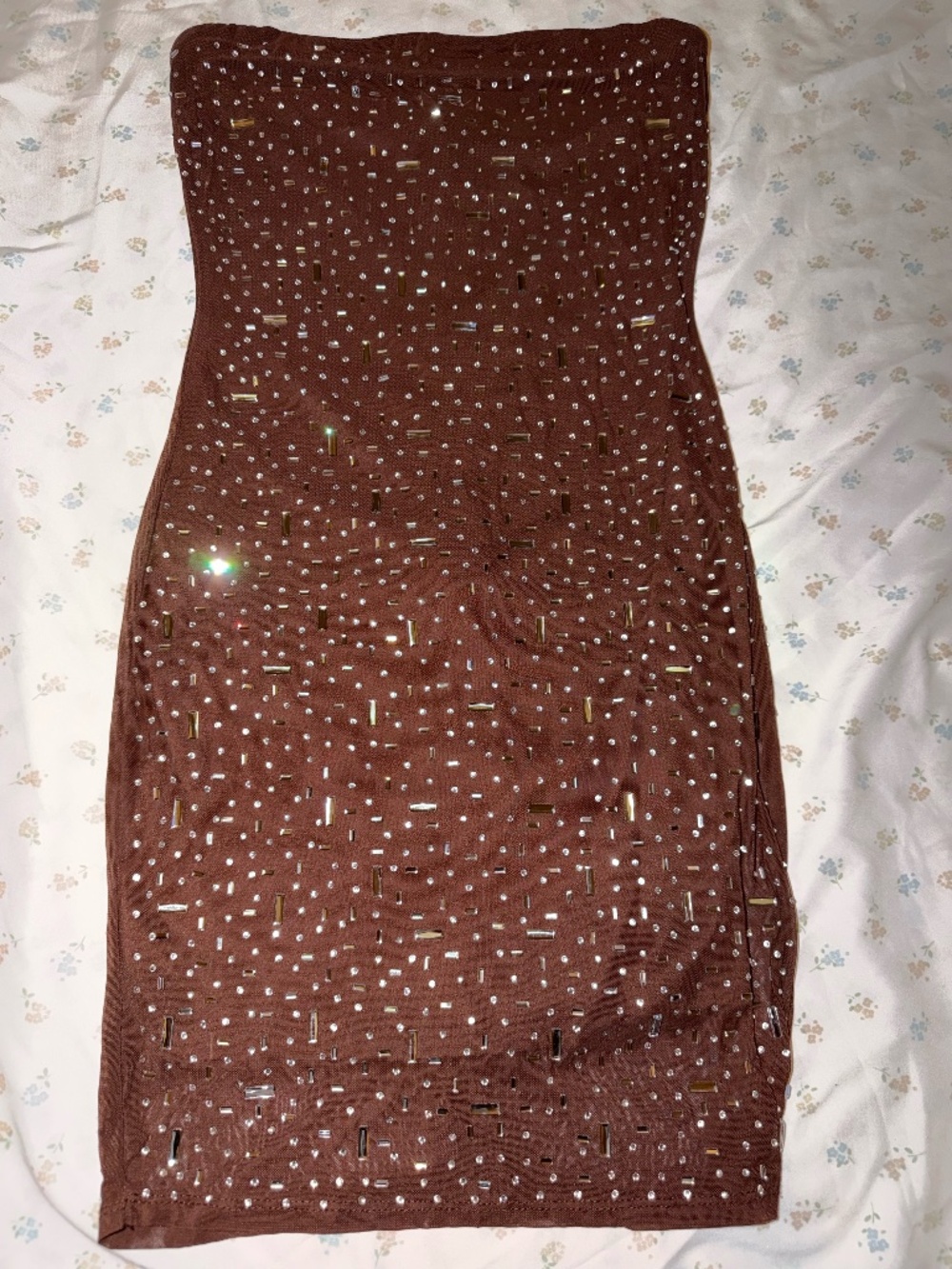 Dazzle Babe Rhinestone Strapless Bodycon Mini Dress